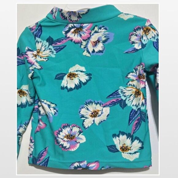 Carters Swim Rashguard Girls 3T Toddler Cropped Tropical Green Floral Top - Picture 5 of 10